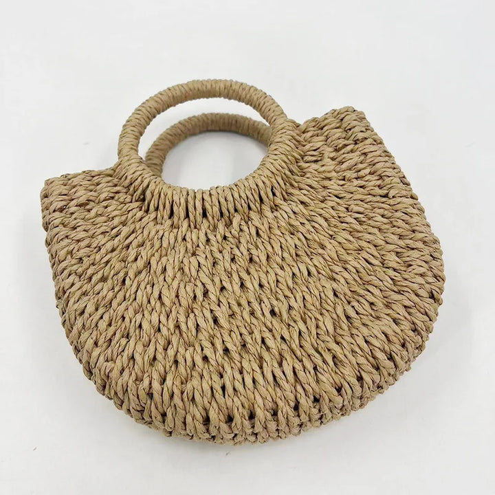 NOVA | Summer Straw Tote Bag – Handwoven Half-Moon Design

