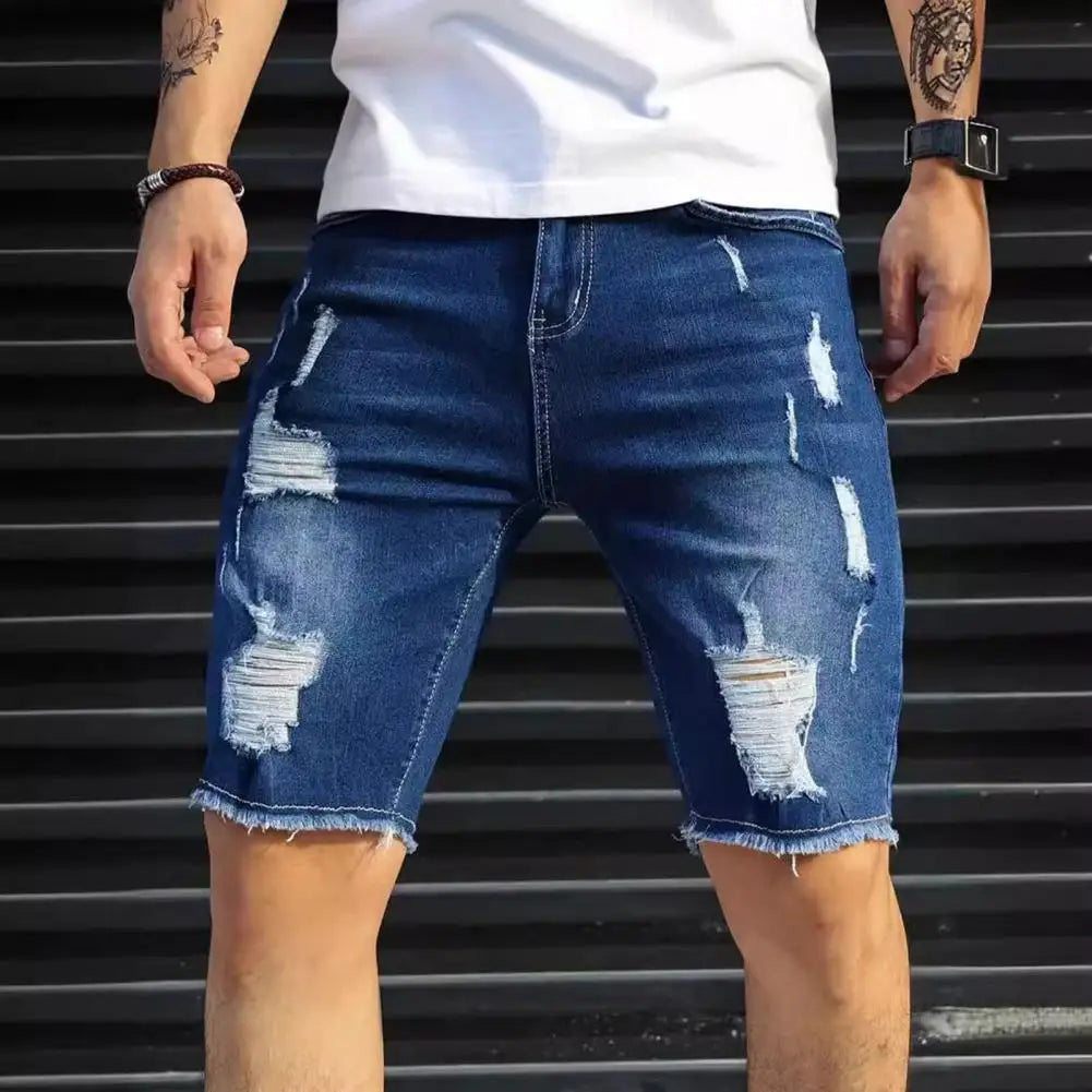NOVA | Tapered Cut Ripped Denim Shorts for Men

