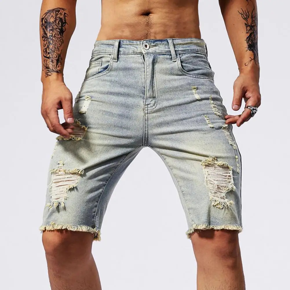NOVA | Tapered Leg Ripped Jean Shorts for Men

