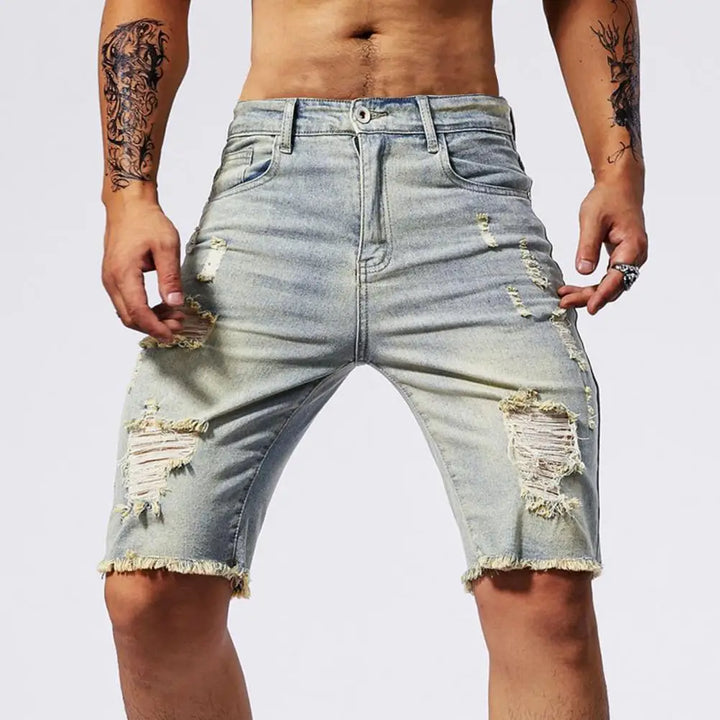 NOVA | Tapered Leg Ripped Jean Shorts for Men

