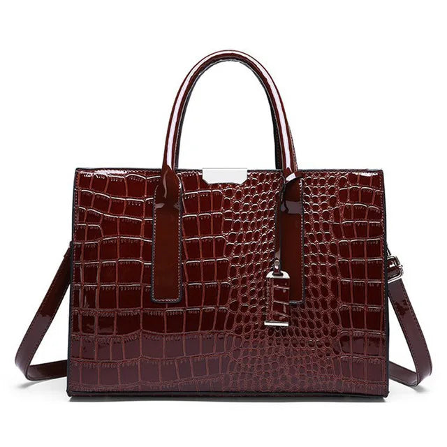 NOVA | Trendy Croc-Embossed PU Leather Carryall
