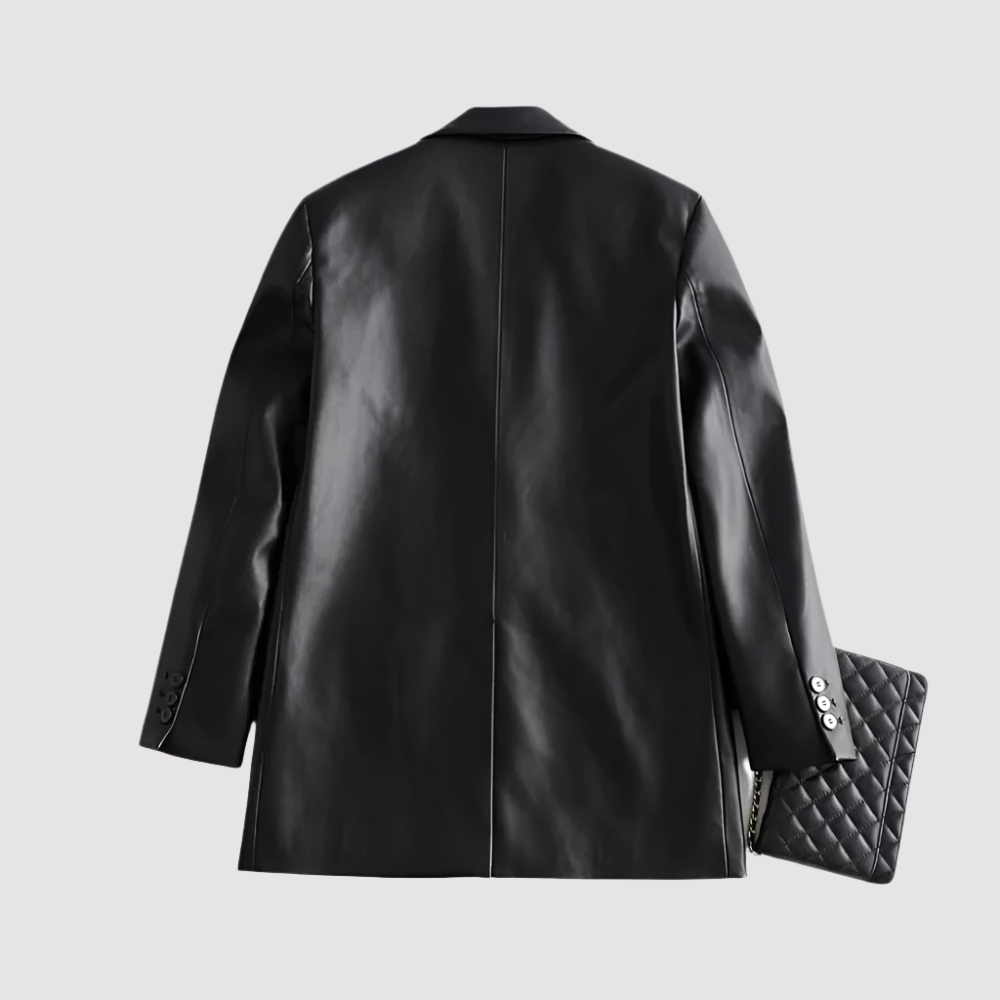 NOVA | Trendy Women's Faux Leather Blazer
