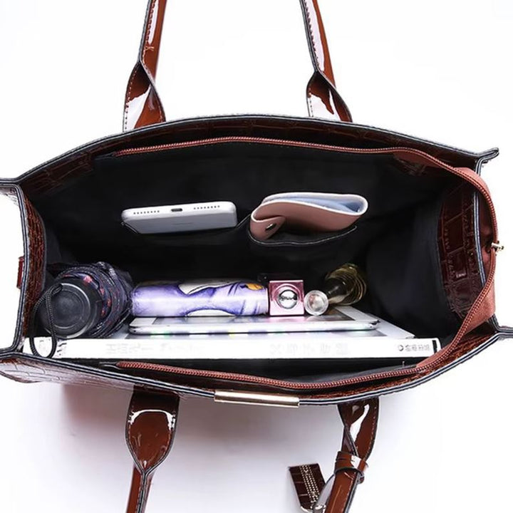 NOVA | Versatile Croc-Embossed PU Leather Handbag
