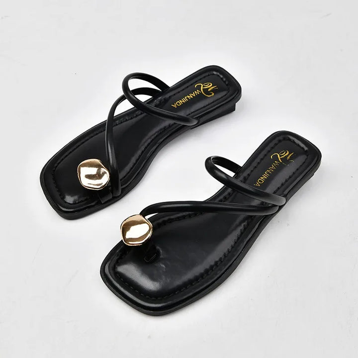 NOVA | Women's Comfortable PU Slippers – Square Heel

