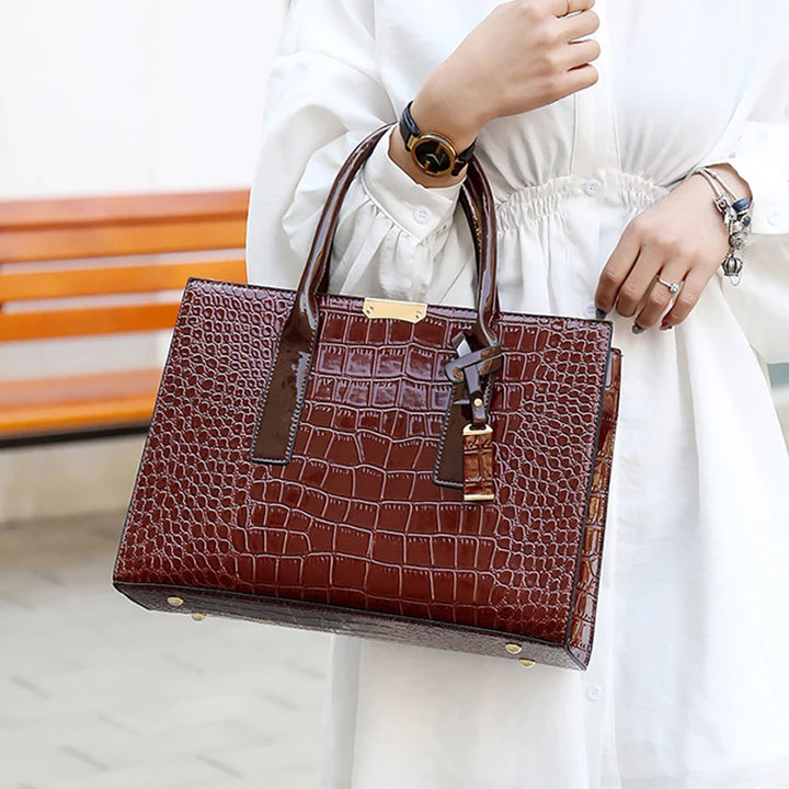 NOVA | Women's Croc-Embossed PU Leather Tote Bag
