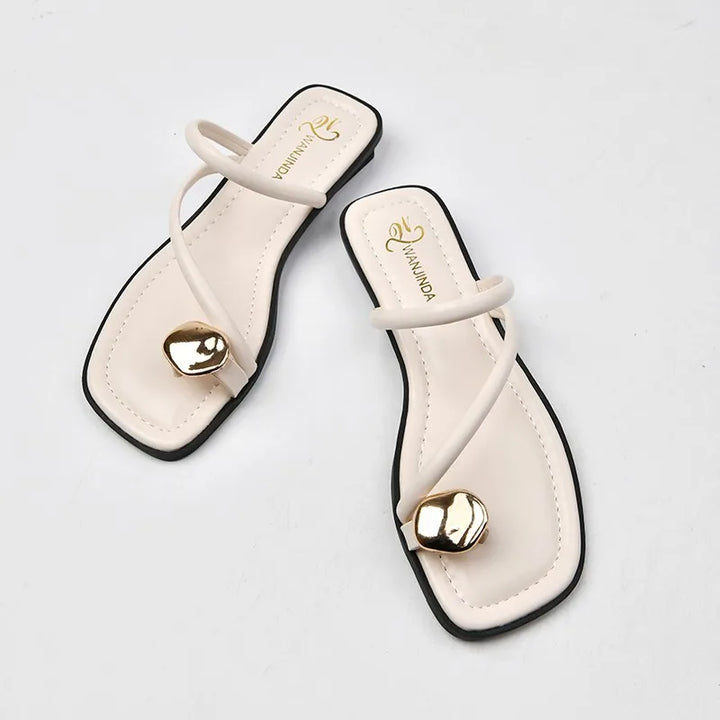 NOVA | Women's Square-Heeled Open-Toe PU Slippers

