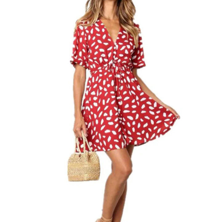 NOVA | Women's V-neck mini dress with polka dot print