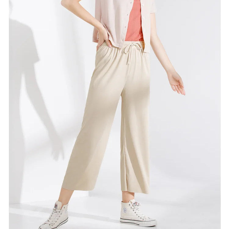 NOVA | Women's pleated wide-leg ankle-length pants – chic & flowy


