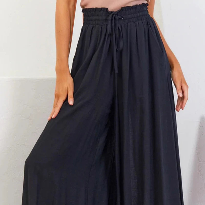 NOVA casual high-waisted wide-leg pants with pockets

