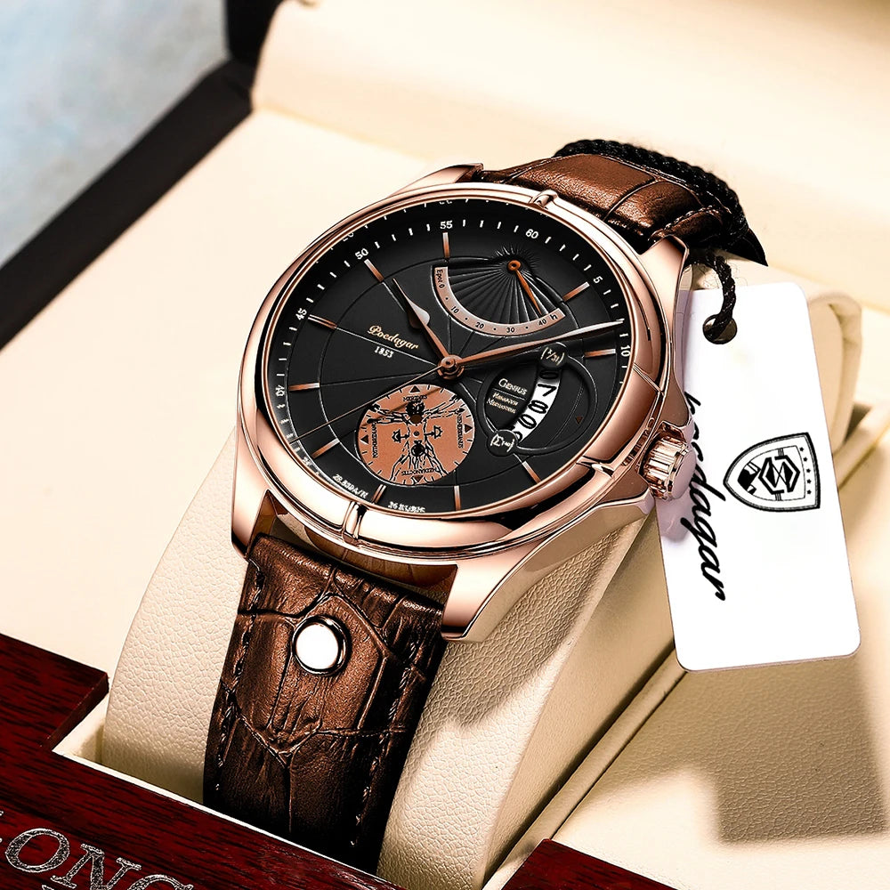 NOVA classic men’s wristwatch with black leather band

