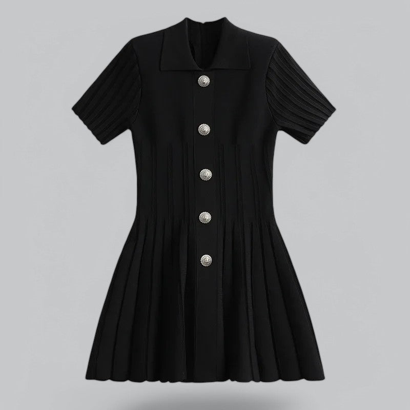 Nova | Elegant Pleated Knit Mini Dress
