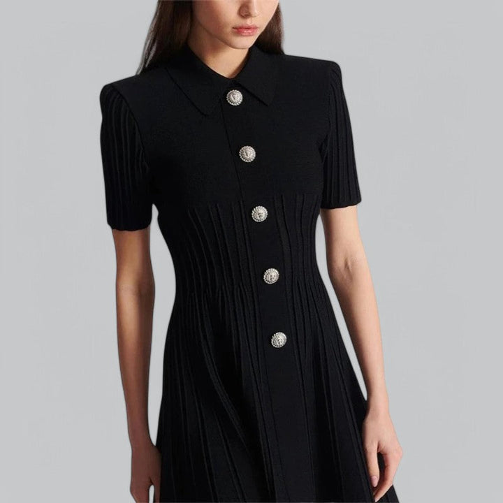 Nova | Feminine Pleated Knit Polo Dress
