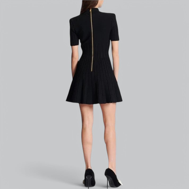 Nova | Stylish Ribbed Polo Mini Dress
