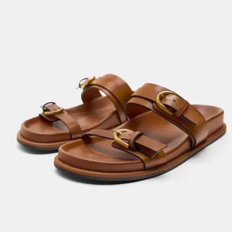Nova flat PU leather flip flops for women

