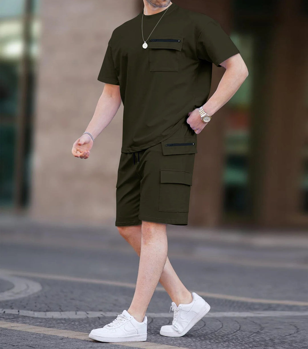 Nova men’s short-sleeve knit top and shorts set

