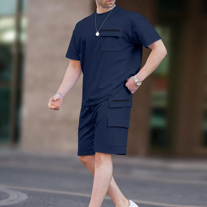Nova men’s summer knit set with shorts and pockets