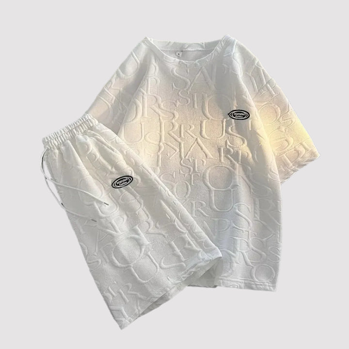 Nova men's waffled summer T-shirt and shorts set