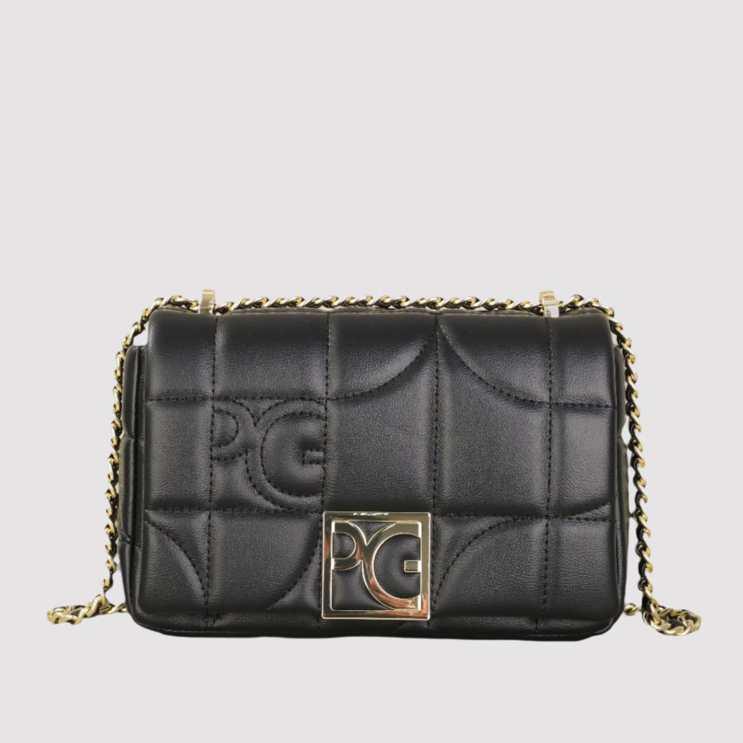 Nova structured PU leather bag with retro geometric accents

