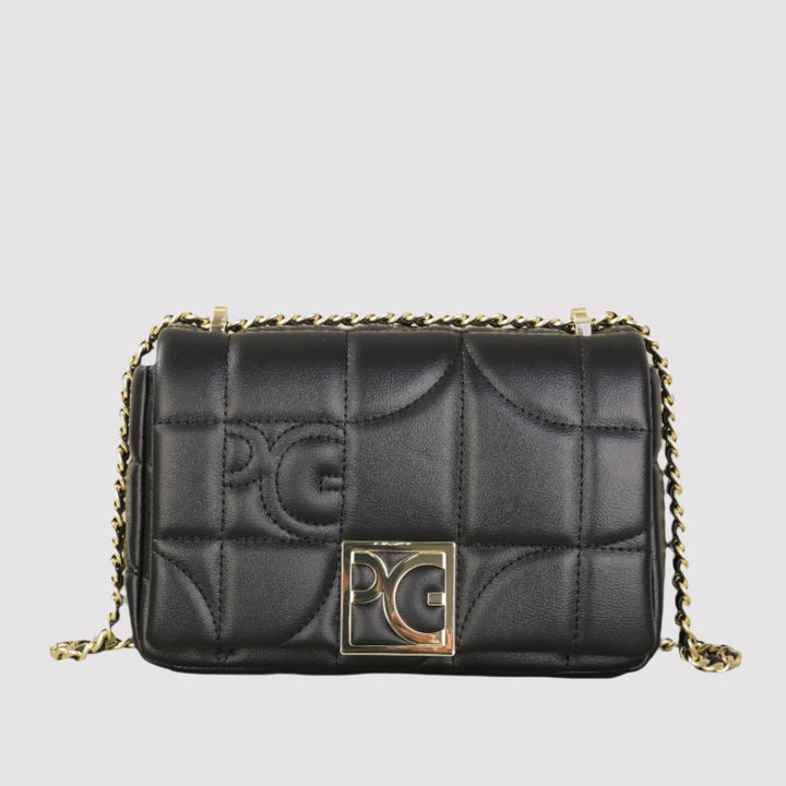 Nova structured PU leather bag with retro geometric accents

