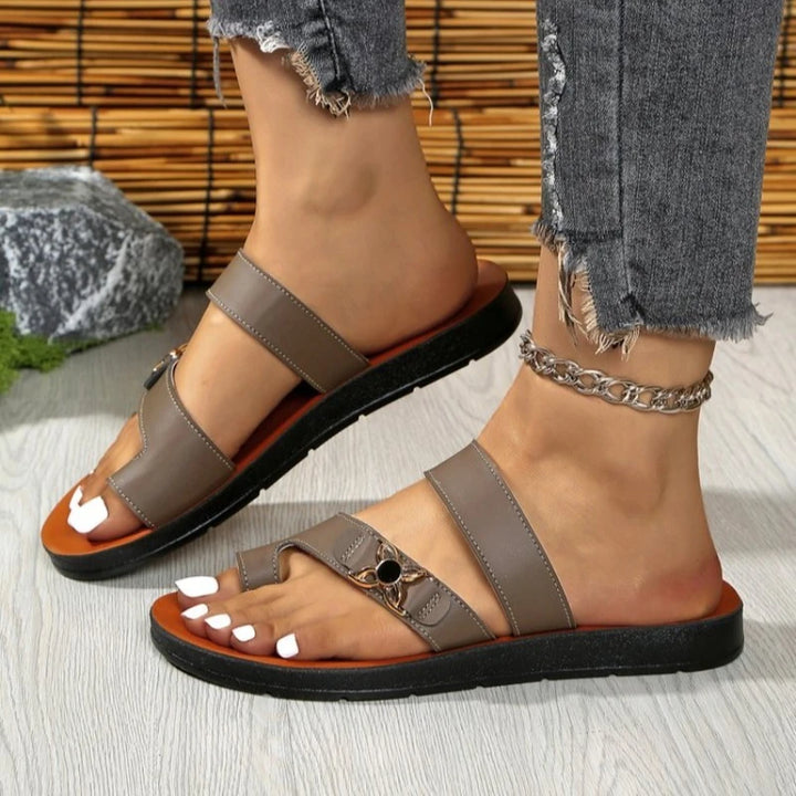 NOVA | Women's PU Leather Clip-Toe Slippers