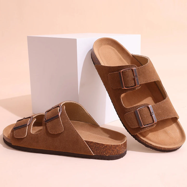 NOVA | Women’s Suede Platform Sandals – Cross-Strap & Height Boost Design