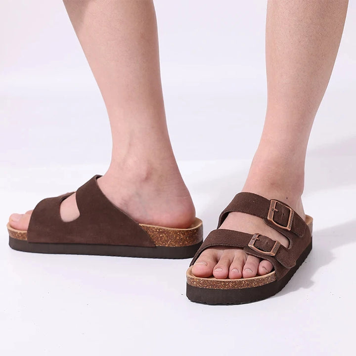 NOVA | Women’s Suede Platform Sandals – Cross-Strap & Height Boost Design