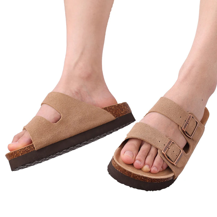 NOVA | Women’s Suede Platform Sandals – Cross-Strap & Height Boost Design