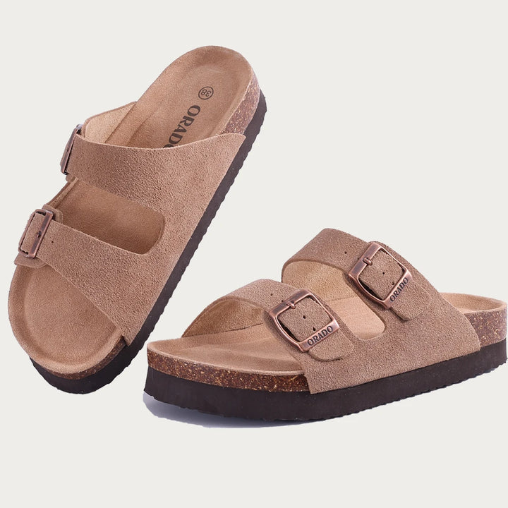 NOVA | Women’s Suede Platform Sandals – Cross-Strap & Height Boost Design