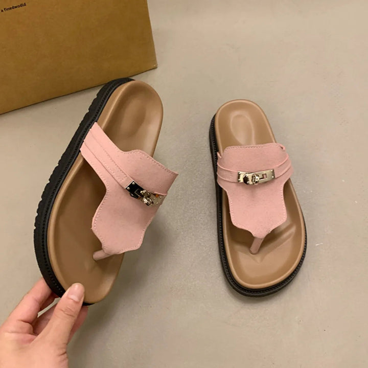 NOVA | Women’s Cotton Indoor Slippers – Low Heel Platform