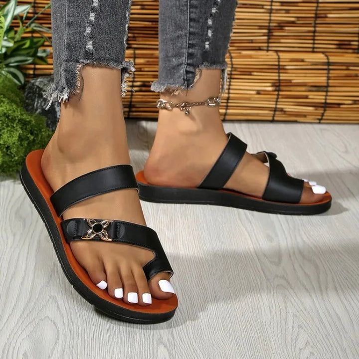 NOVA | Women's PU Leather Clip-Toe Slippers