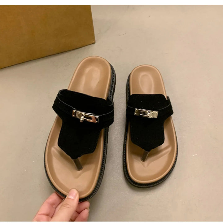 NOVA | Women’s Cotton Indoor Slippers – Low Heel Platform