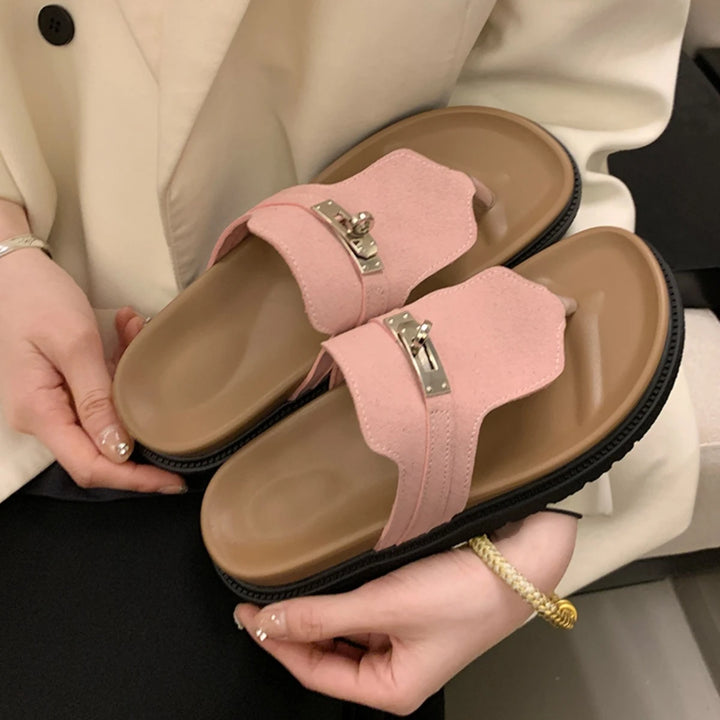 NOVA | Women’s Cotton Indoor Slippers – Low Heel Platform