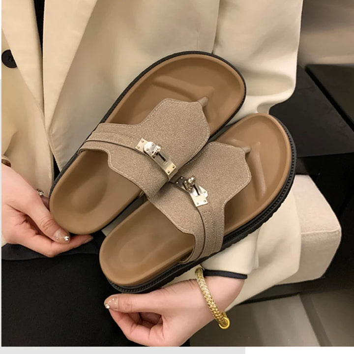 NOVA | Women’s Cotton Indoor Slippers – Low Heel Platform