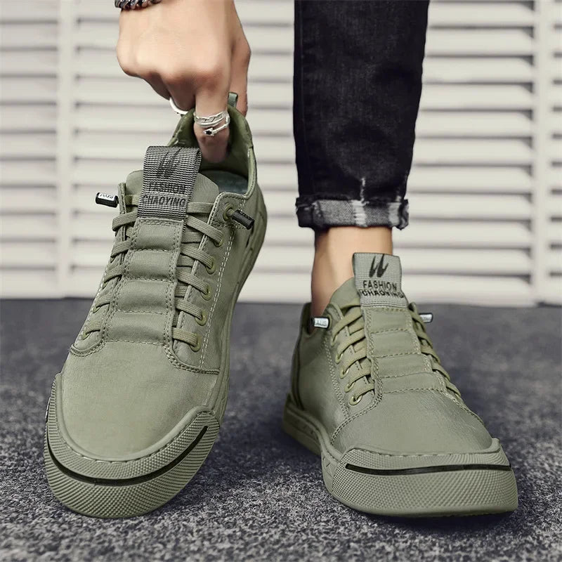 NOVA | Men’s Canvas Letter Print Sneakers – Breathable Lace