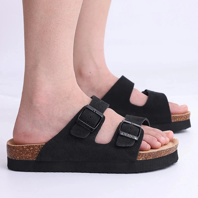 NOVA | Women’s Suede Platform Sandals – Cross-Strap & Height Boost Design