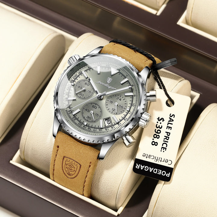 Sophisticated men’s quartz chronograph watch with durable design

